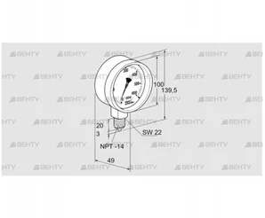 RFM P10TNB100 (03200133) Манометр Kromschroder